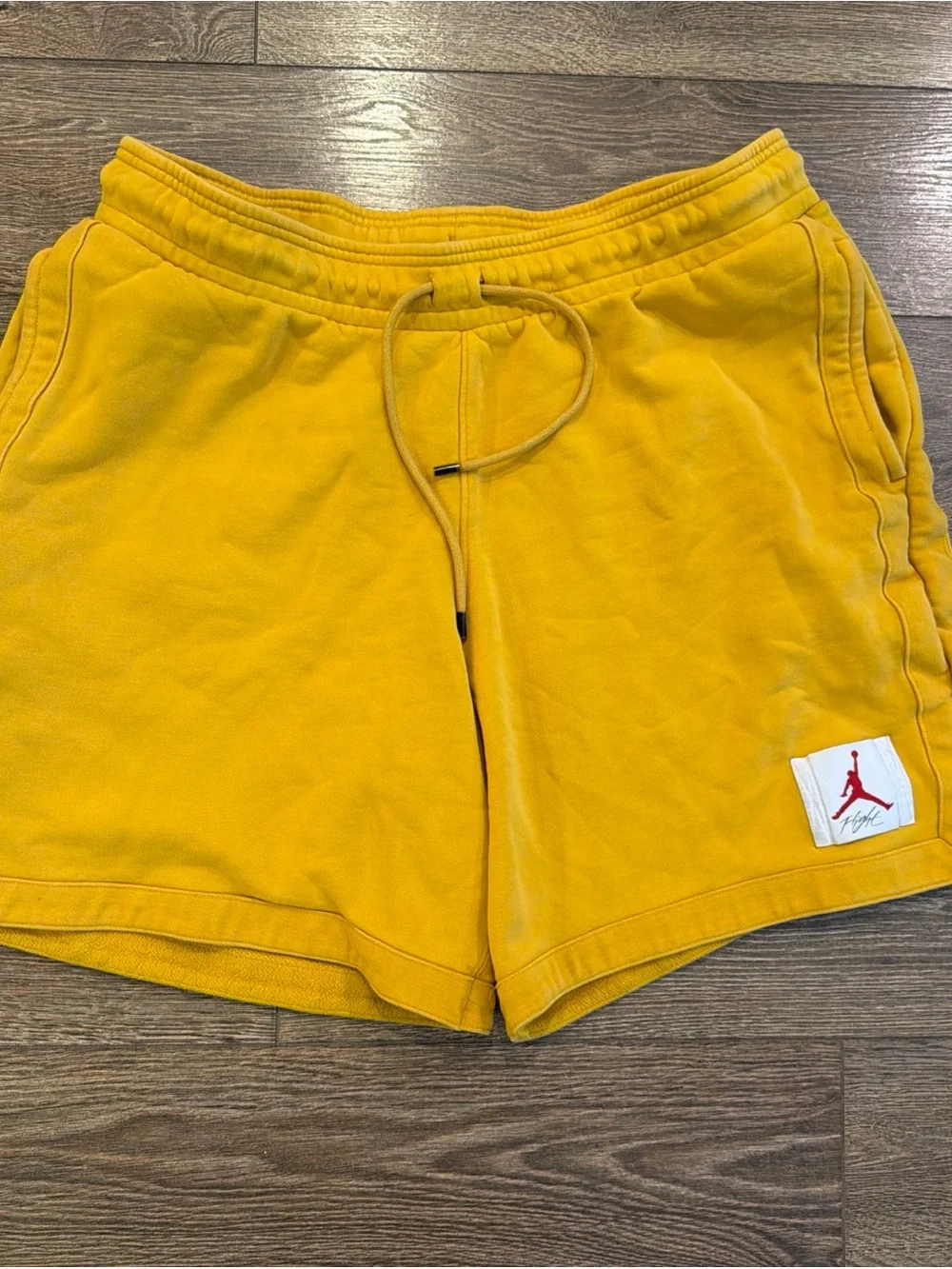 Jordan Men's Mustard Yellow Athletic Shorts with Jumpman Patch